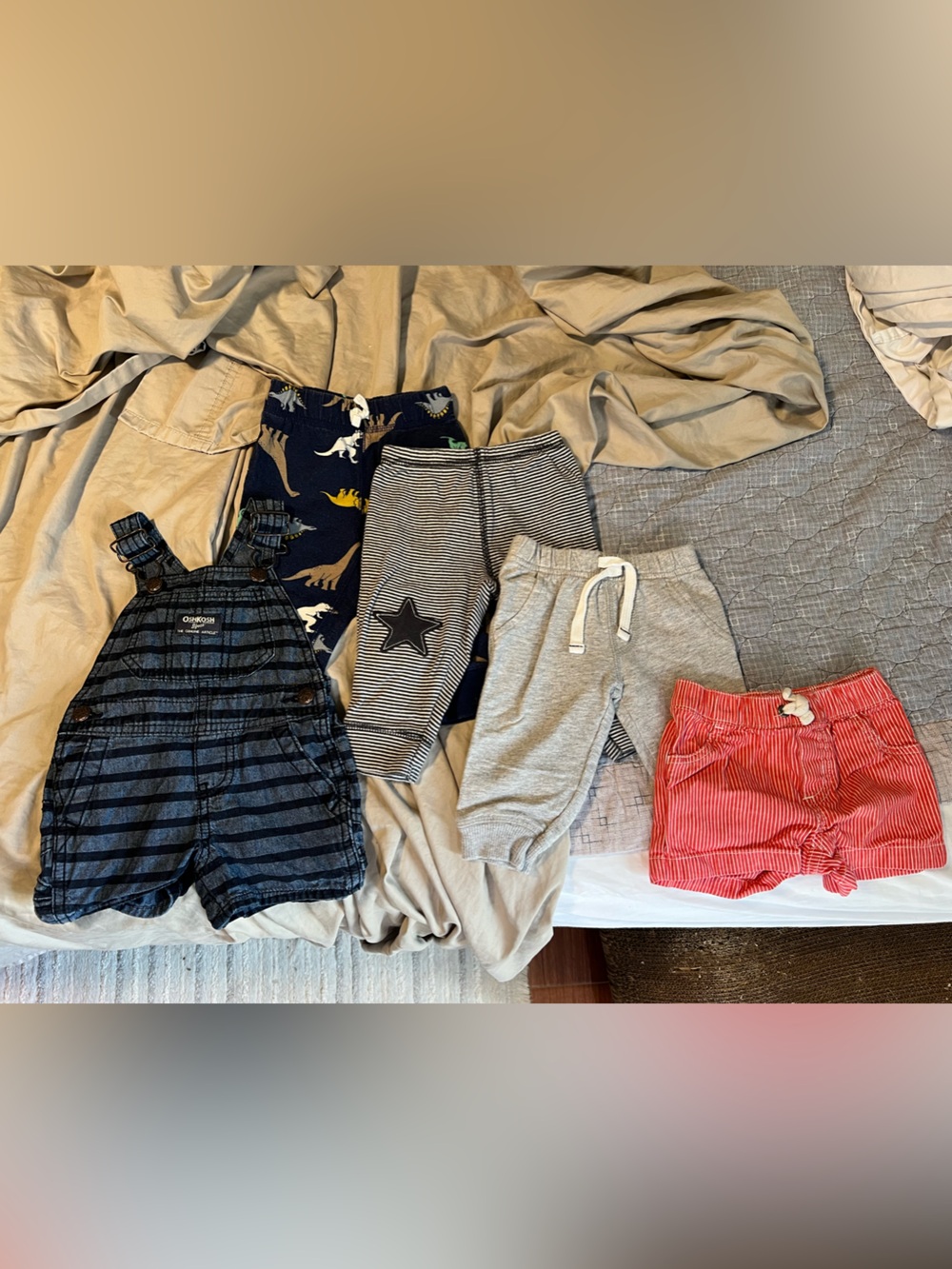 OshKosh B'gosh Navy and Black Striped Kids Overalls